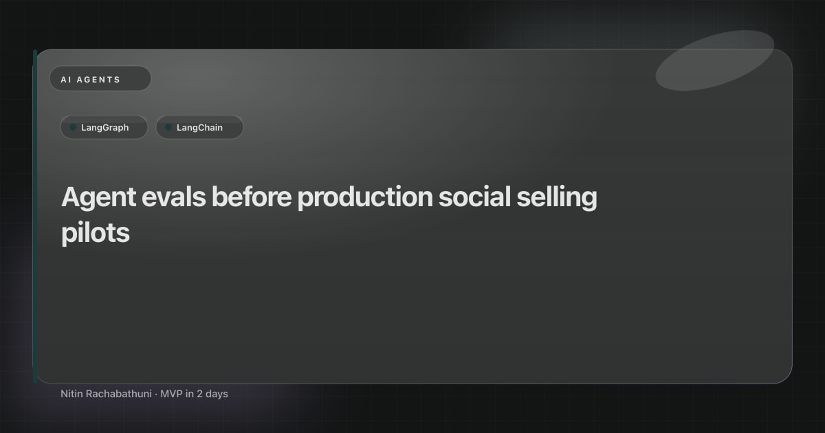 Agent evals before production social selling pilots