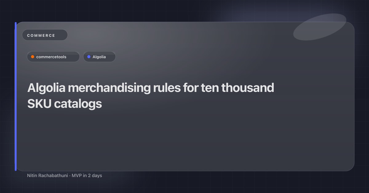 Algolia merchandising rules for ten thousand SKU catalogs