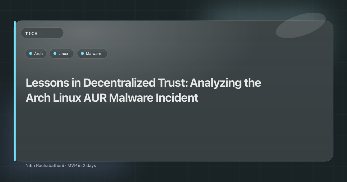 Lessons in Decentralized Trust: Analyzing the Arch Linux AUR Malware Incident