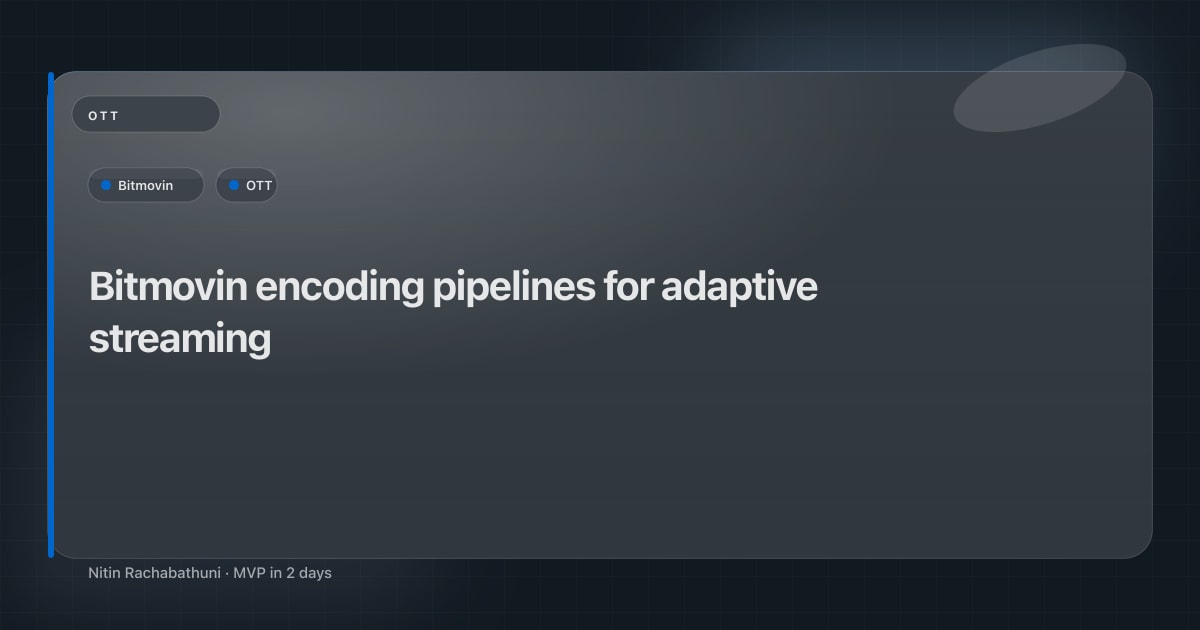 Bitmovin encoding pipelines for adaptive streaming