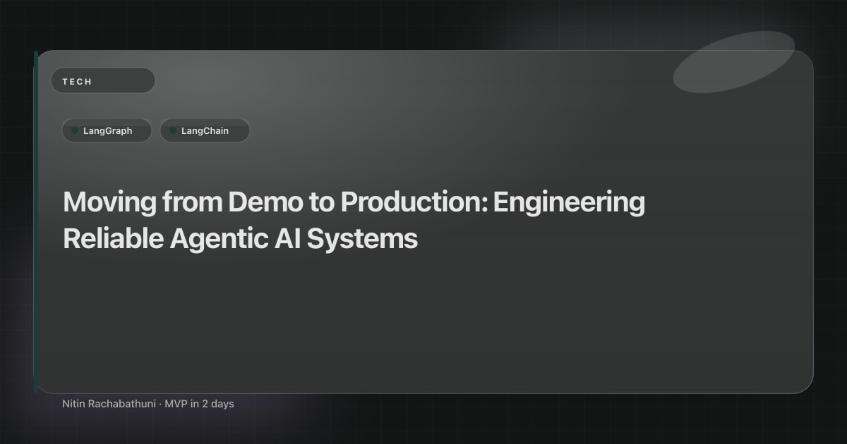 Moving from Demo to Production: Engineering Reliable Agentic AI Systems