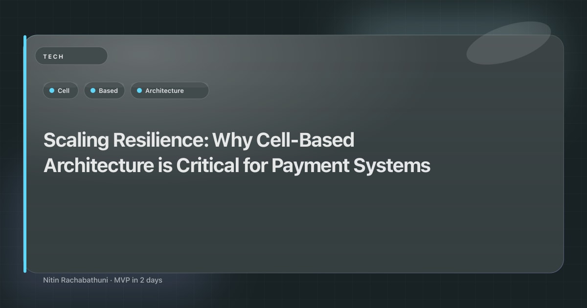 Scaling Resilience: Why Cell-Based Architecture is Critical for Payment Systems