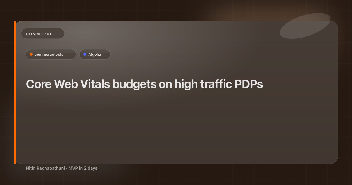 Core Web Vitals budgets on high traffic PDPs