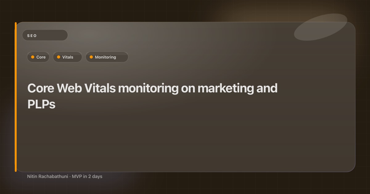Core Web Vitals monitoring on marketing and PLPs