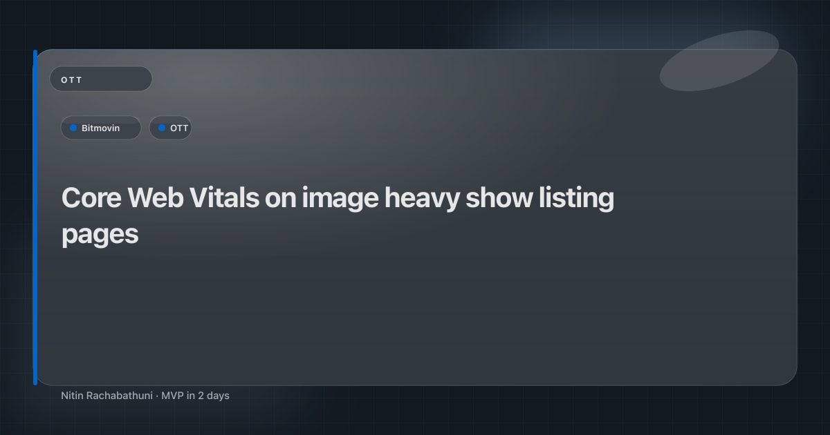 Core Web Vitals on image heavy show listing pages