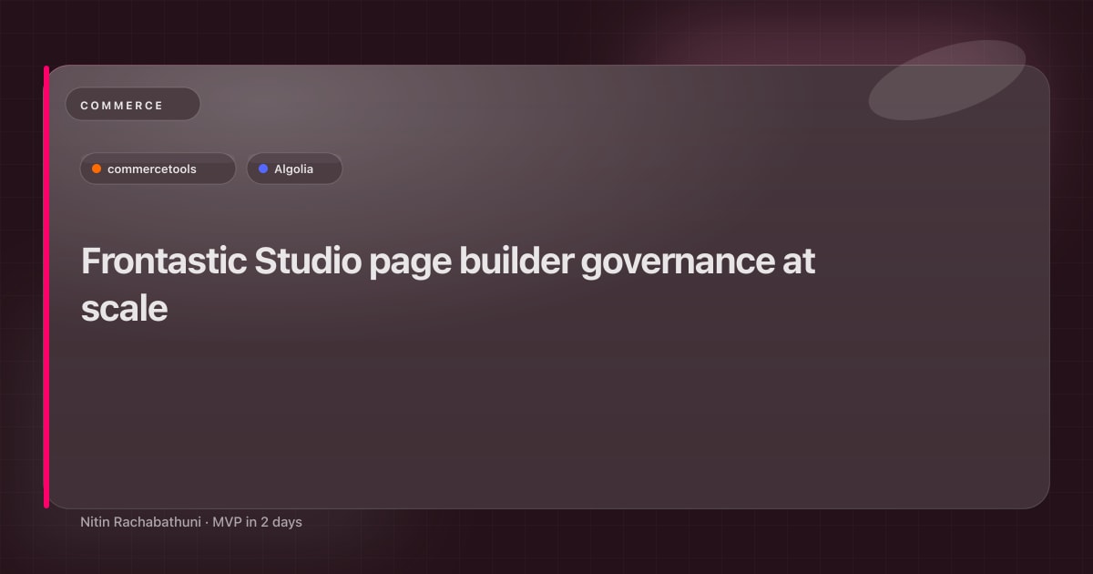 Frontastic Studio page builder governance at scale