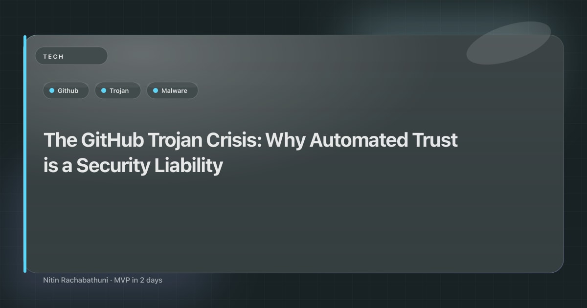 The GitHub Trojan Crisis: Why Automated Trust is a Security Liability