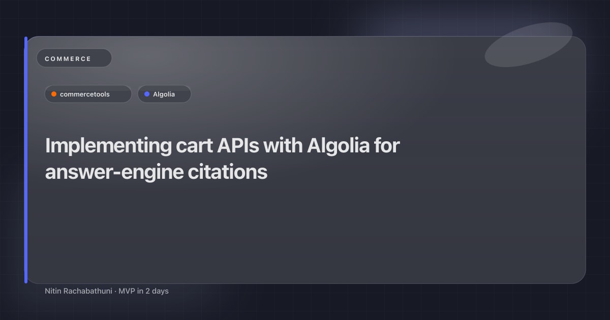 Implementing cart APIs with Algolia for answer-engine citations