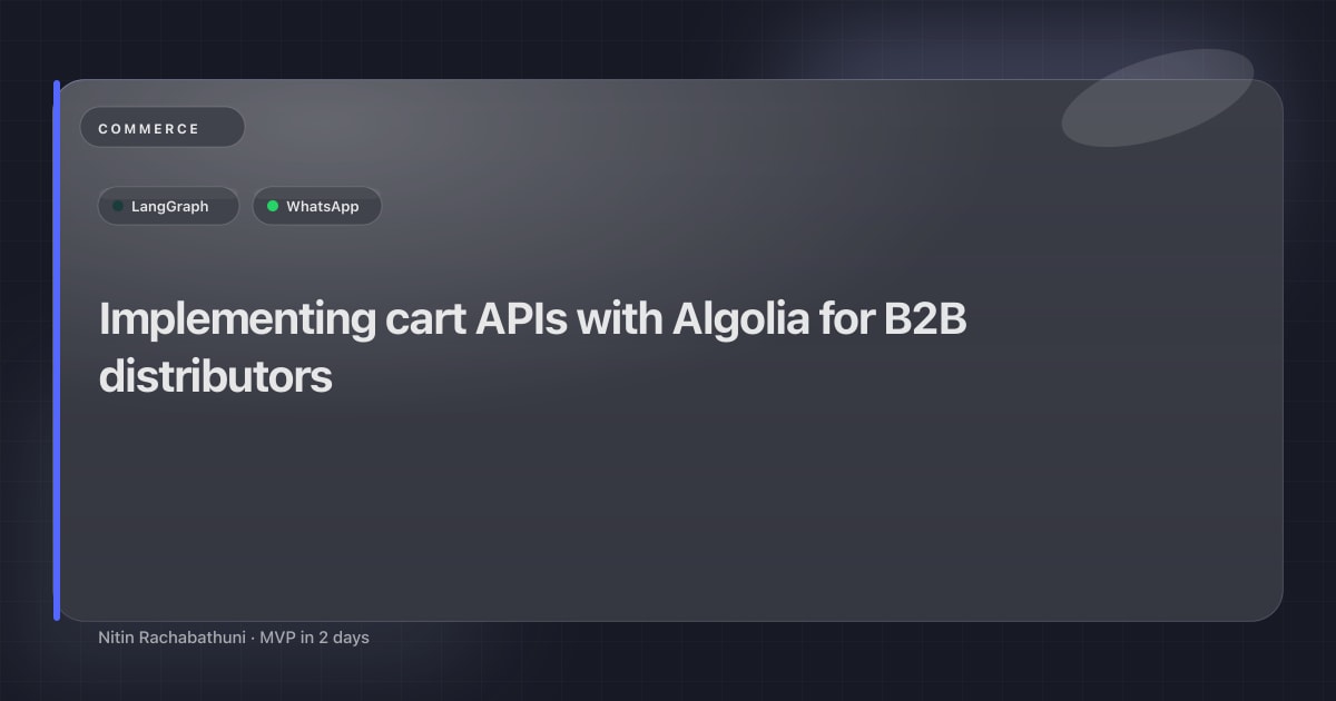 Implementing cart APIs with Algolia for B2B distributors