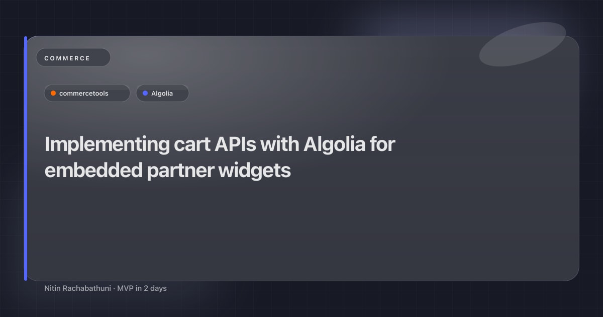 Implementing cart APIs with Algolia for embedded partner widgets
