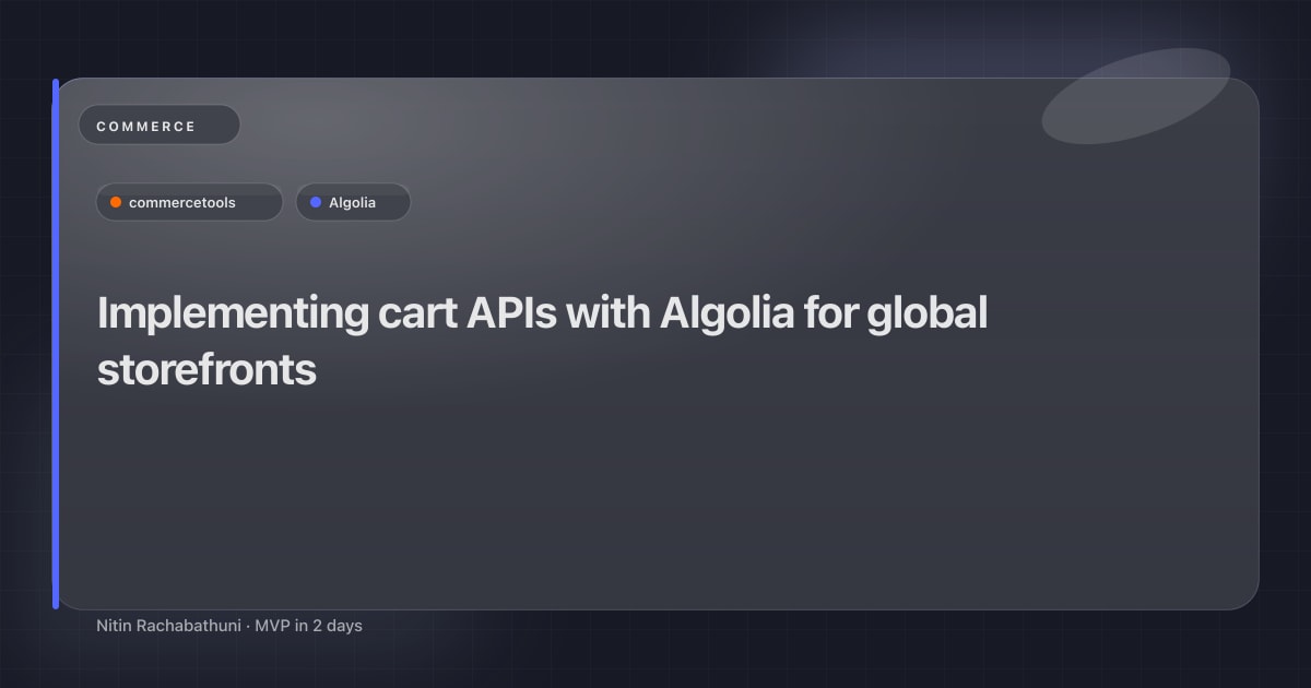 Implementing cart APIs with Algolia for global storefronts