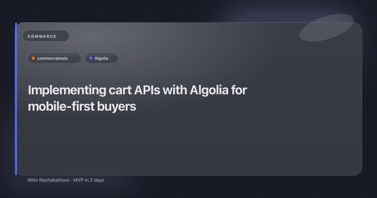 Implementing cart APIs with Algolia for mobile-first buyers