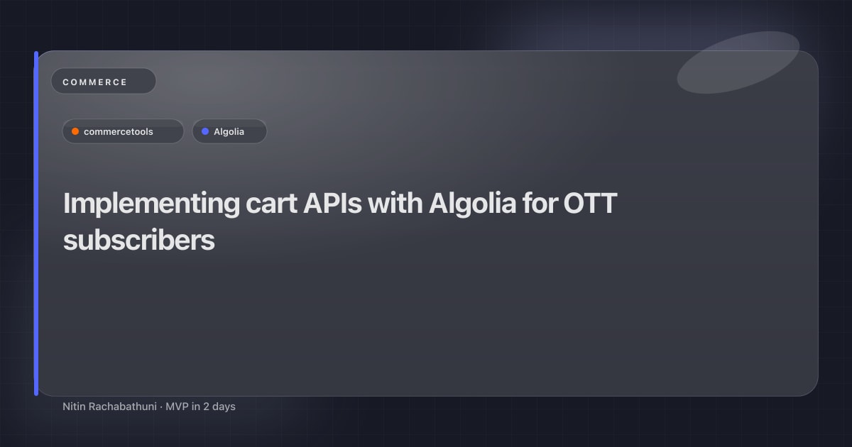 Implementing cart APIs with Algolia for OTT subscribers