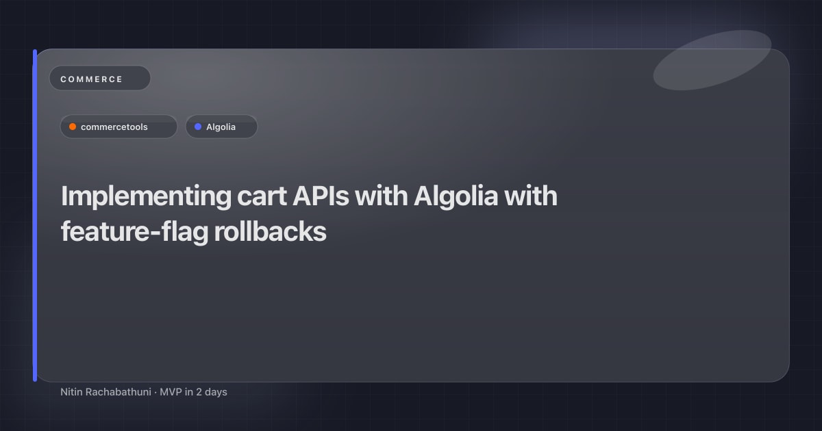 Implementing cart APIs with Algolia with feature-flag rollbacks