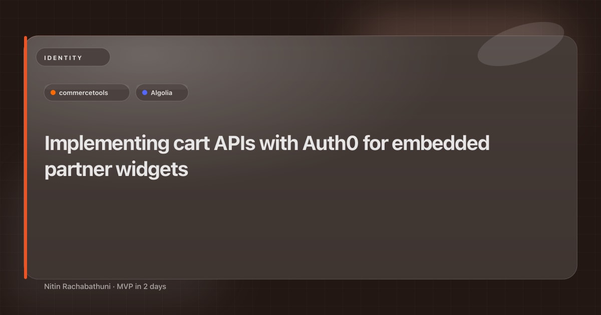 Implementing cart APIs with Auth0 for embedded partner widgets
