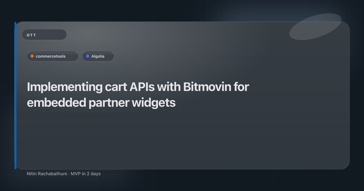 Implementing cart APIs with Bitmovin for embedded partner widgets