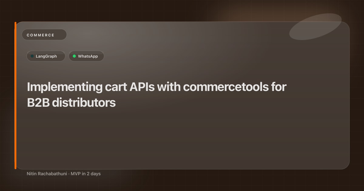 Implementing cart APIs with commercetools for B2B distributors