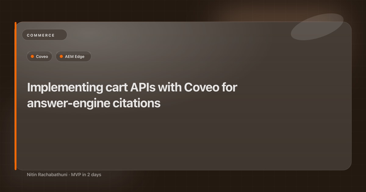 Implementing cart APIs with Coveo for answer-engine citations