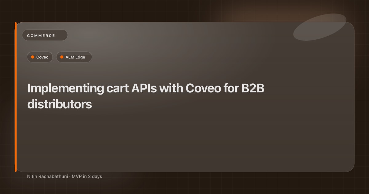 Implementing cart APIs with Coveo for B2B distributors