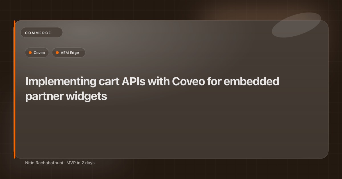 Implementing cart APIs with Coveo for embedded partner widgets