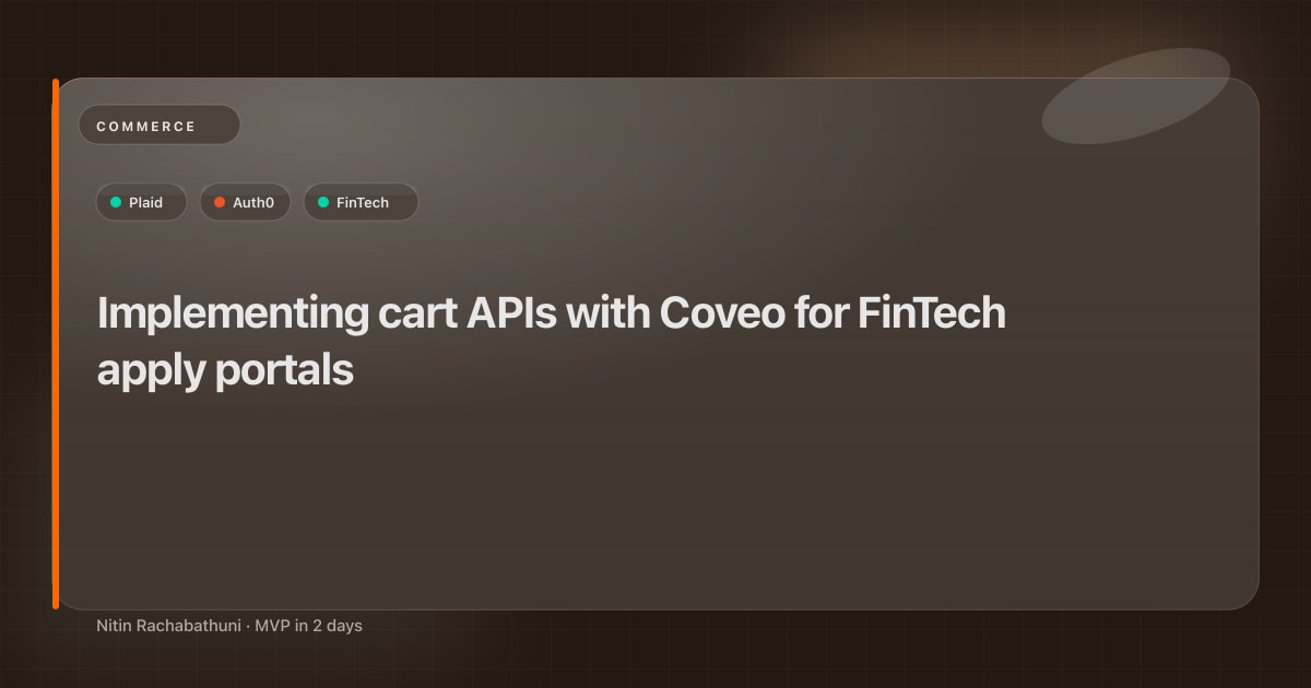 Implementing cart APIs with Coveo for FinTech apply portals