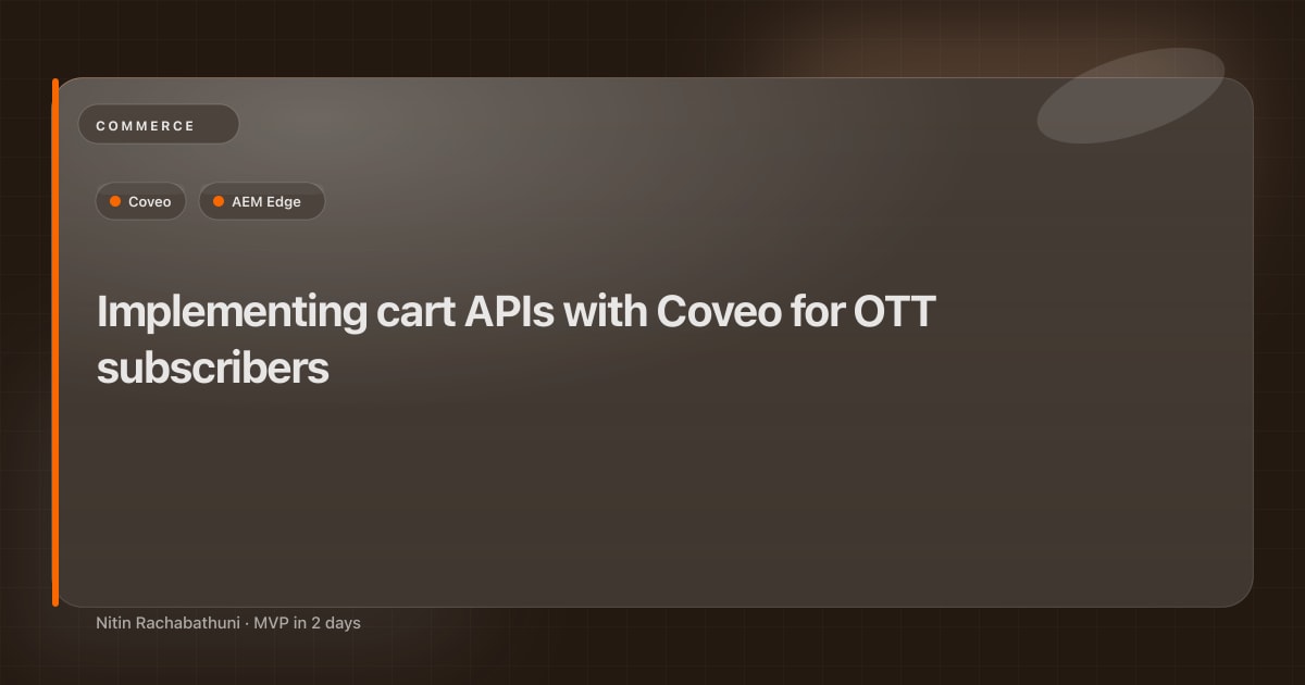 Implementing cart APIs with Coveo for OTT subscribers