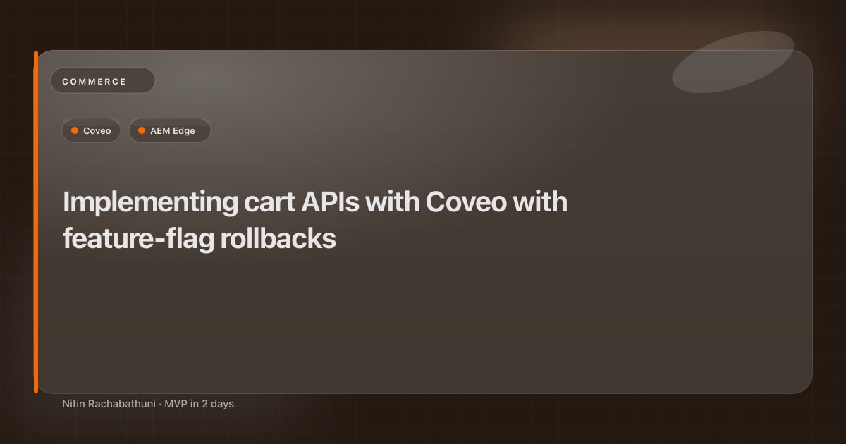 Implementing cart APIs with Coveo with feature-flag rollbacks