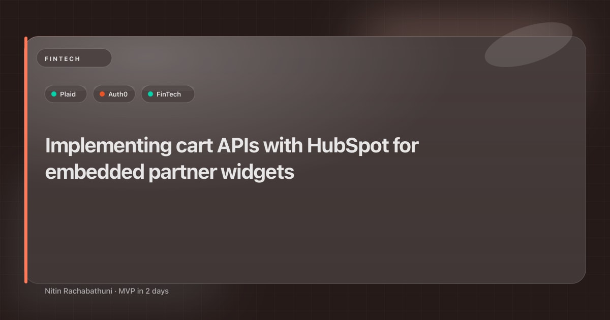 Implementing cart APIs with HubSpot for embedded partner widgets