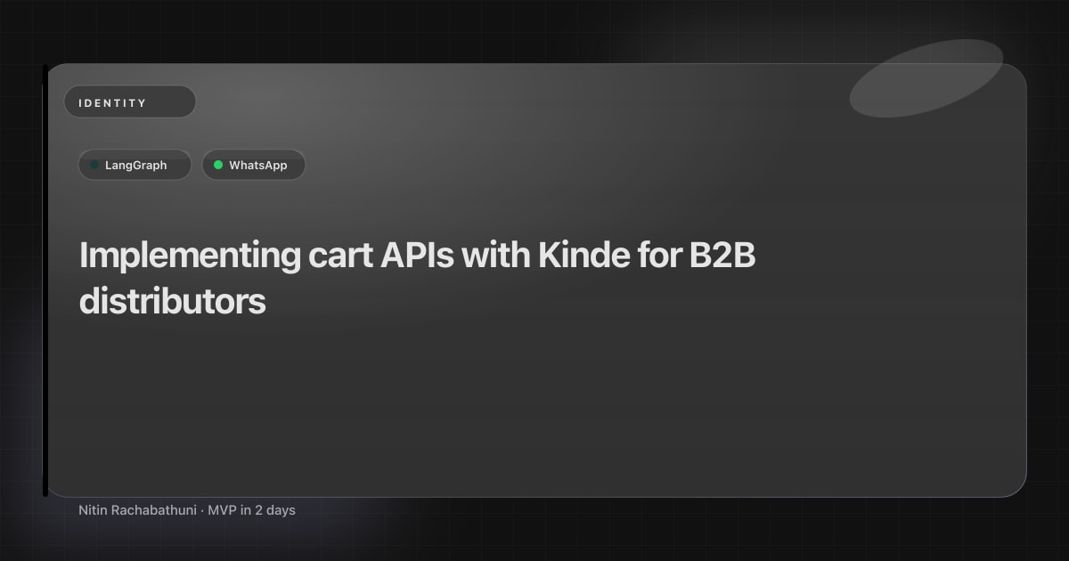 Implementing cart APIs with Kinde for B2B distributors