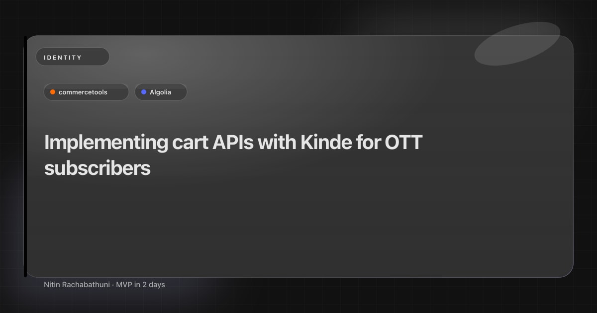 Implementing cart APIs with Kinde for OTT subscribers