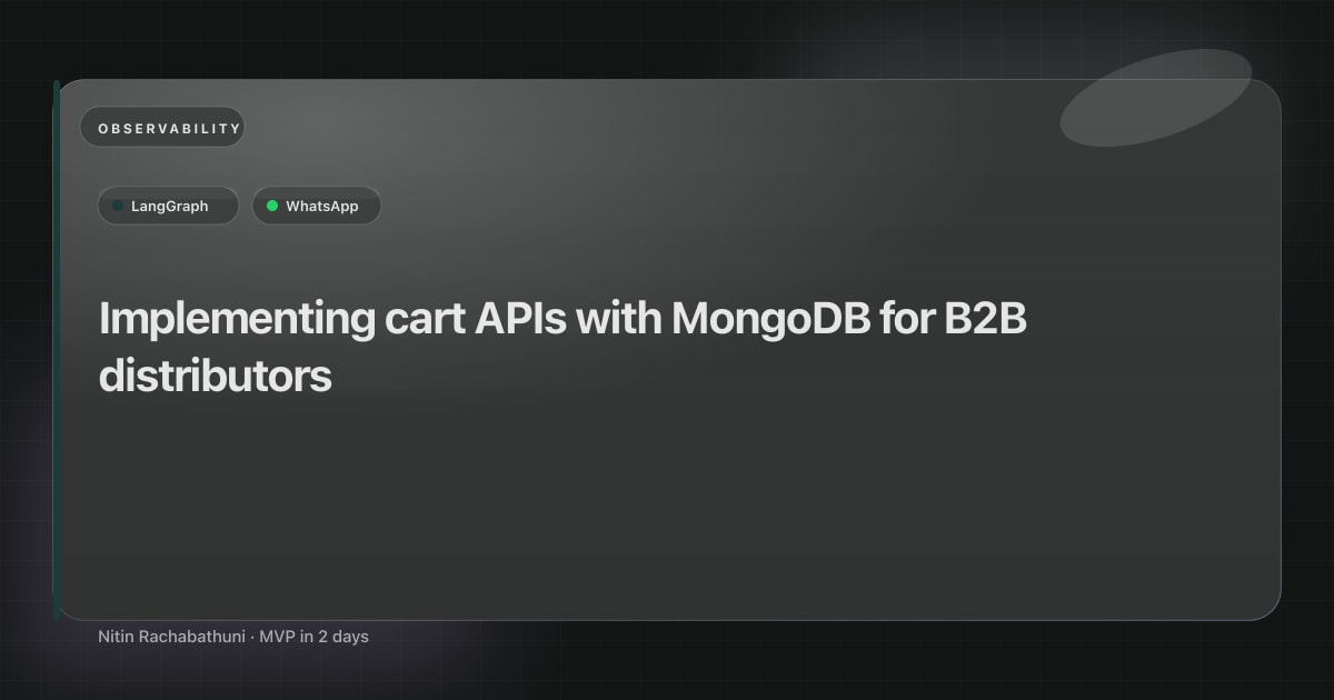 Implementing cart APIs with MongoDB for B2B distributors