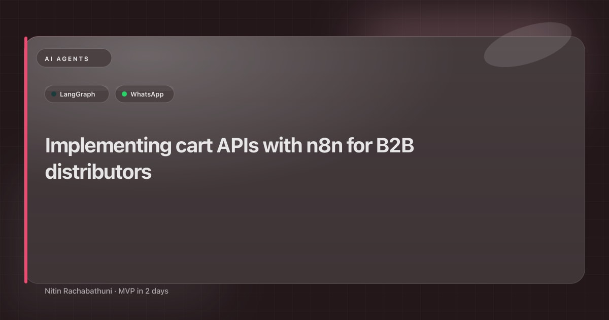Implementing cart APIs with n8n for B2B distributors