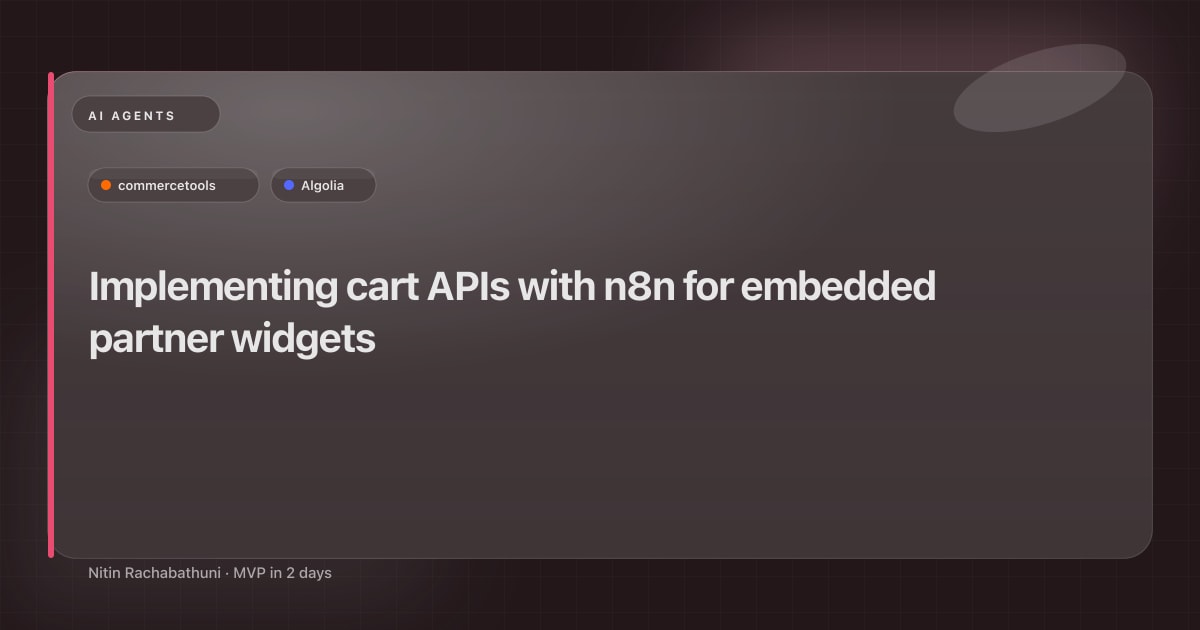 Implementing cart APIs with n8n for embedded partner widgets