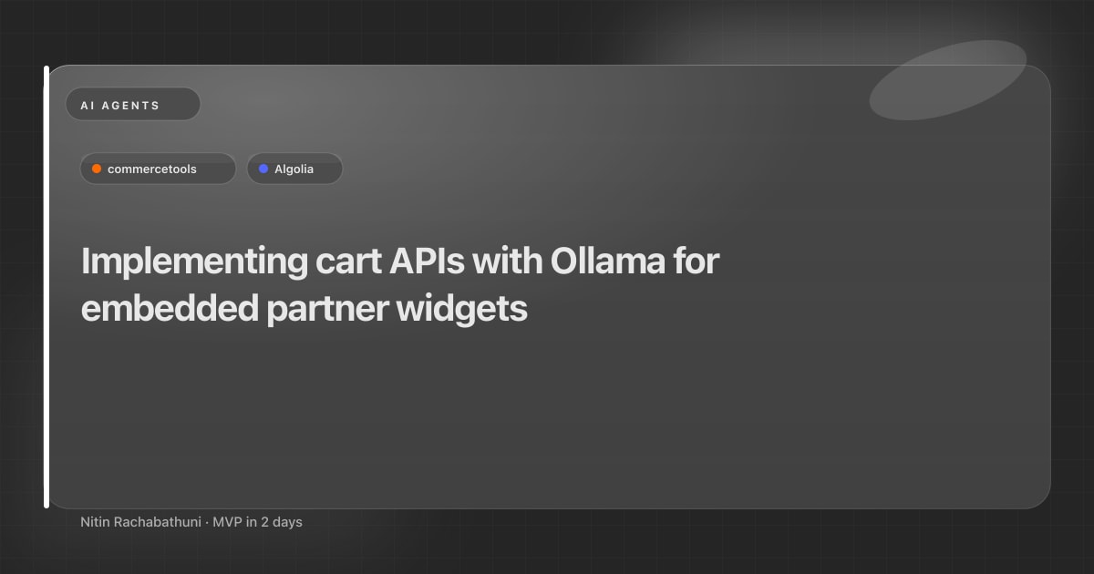 Implementing cart APIs with Ollama for embedded partner widgets