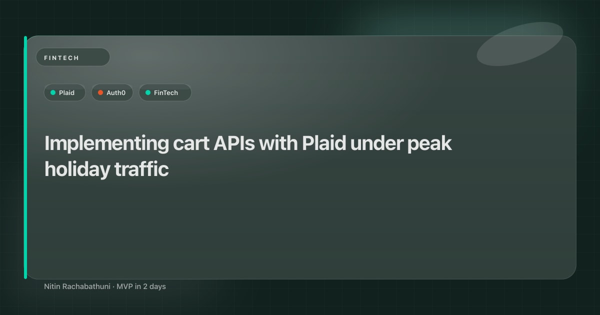 Implementing cart APIs with Plaid under peak holiday traffic