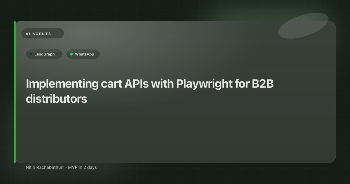 Implementing cart APIs with Playwright for B2B distributors