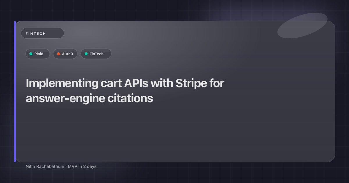 Implementing cart APIs with Stripe for answer-engine citations