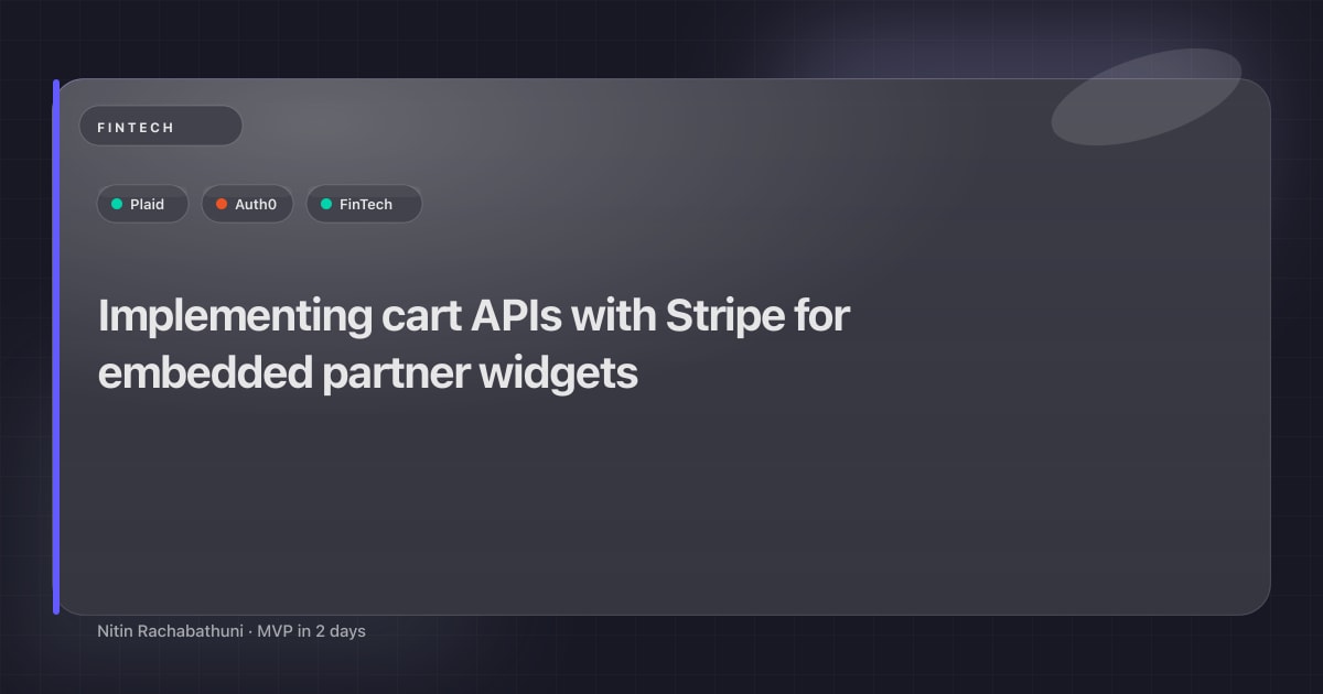 Implementing cart APIs with Stripe for embedded partner widgets