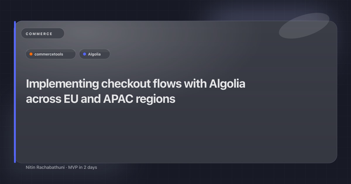 Implementing checkout flows with Algolia across EU and APAC regions
