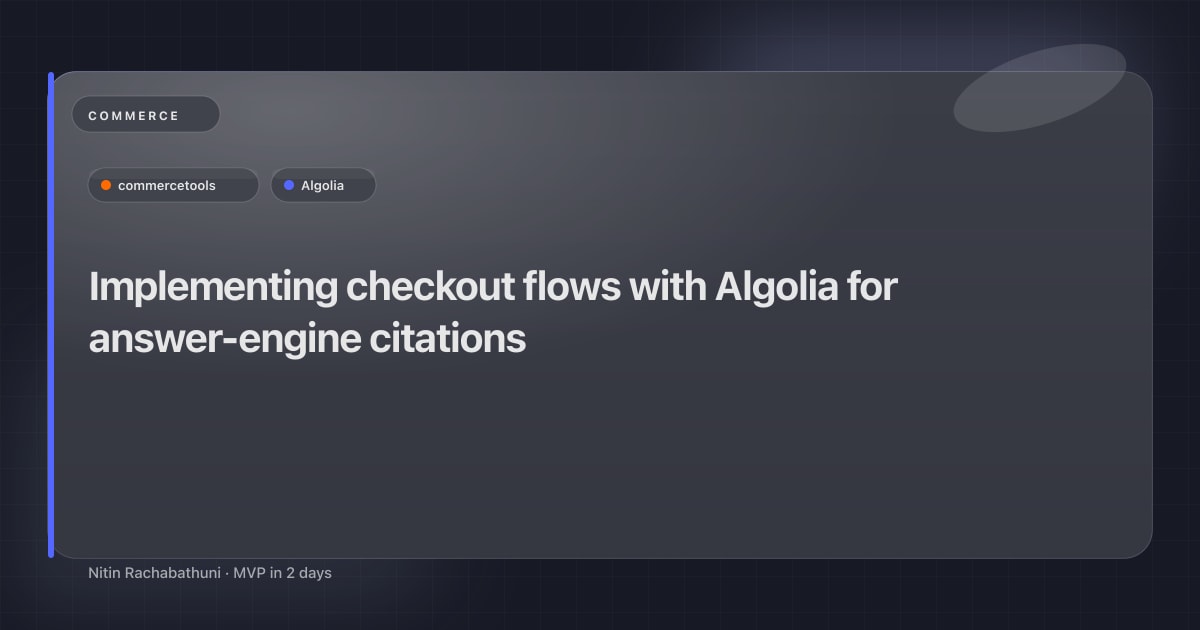 Implementing checkout flows with Algolia for answer-engine citations