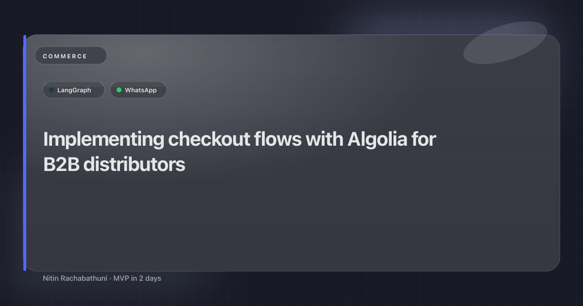 Implementing checkout flows with Algolia for B2B distributors