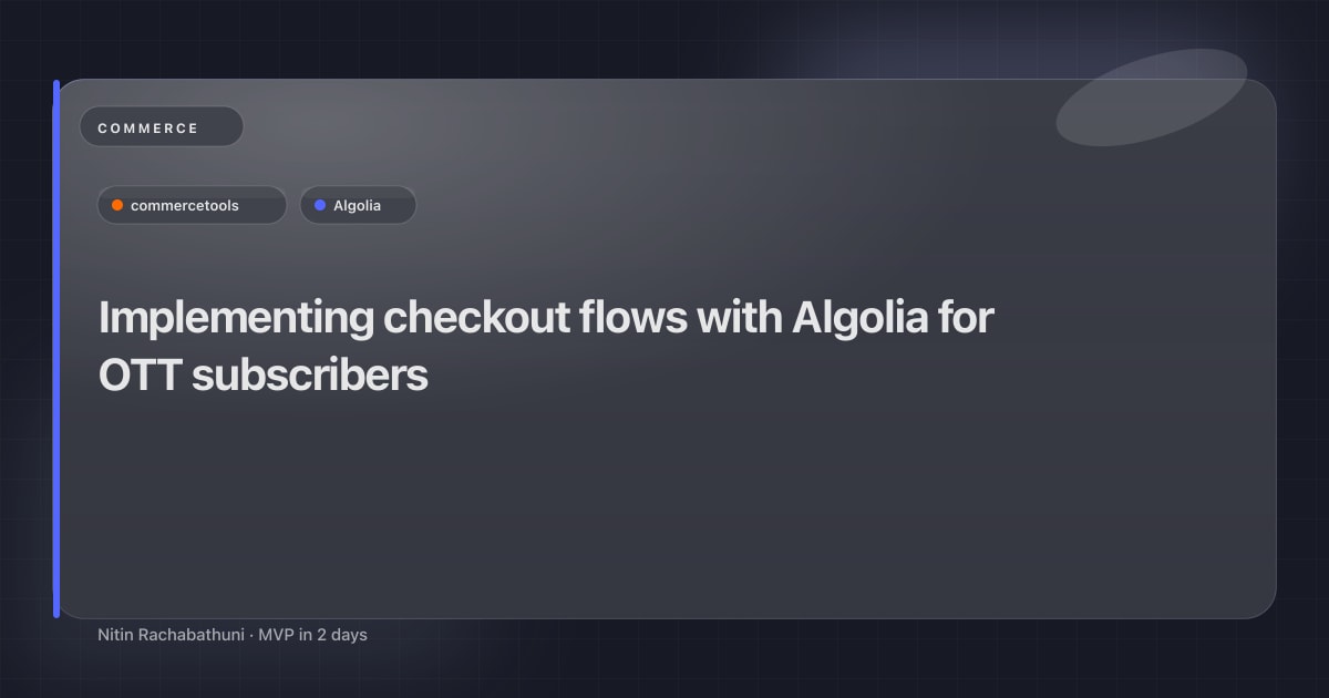 Implementing checkout flows with Algolia for OTT subscribers