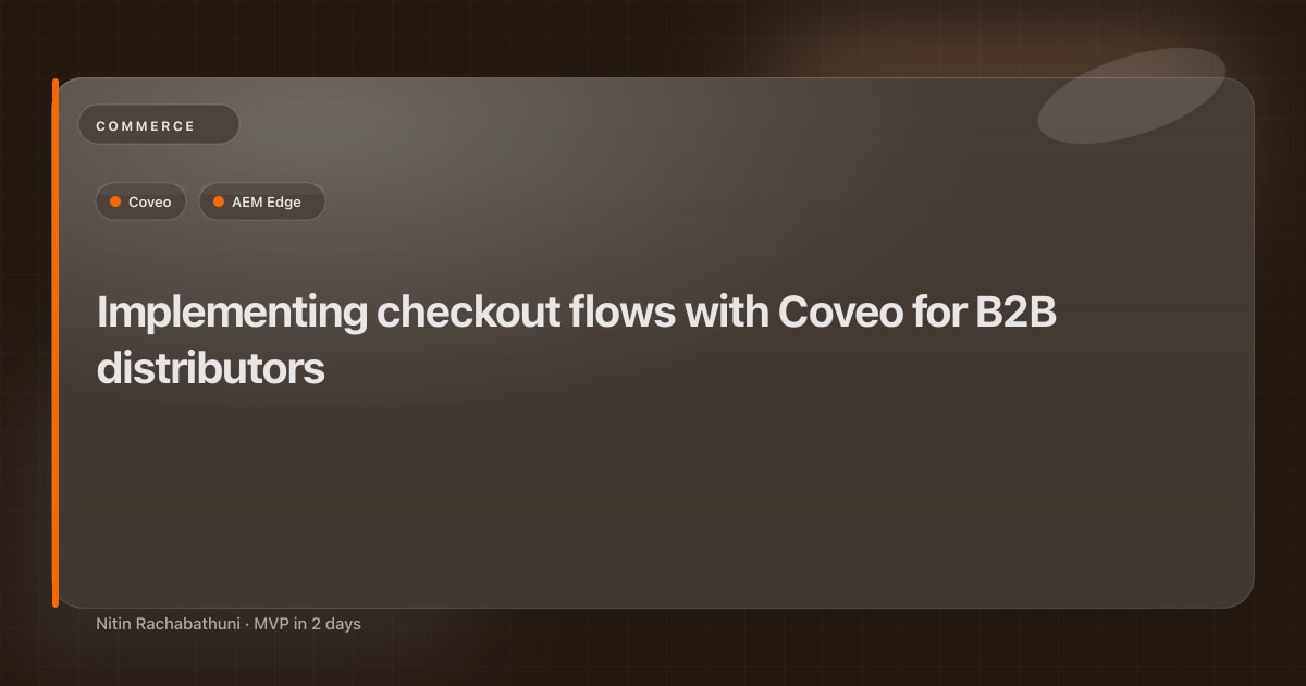 Implementing checkout flows with Coveo for B2B distributors