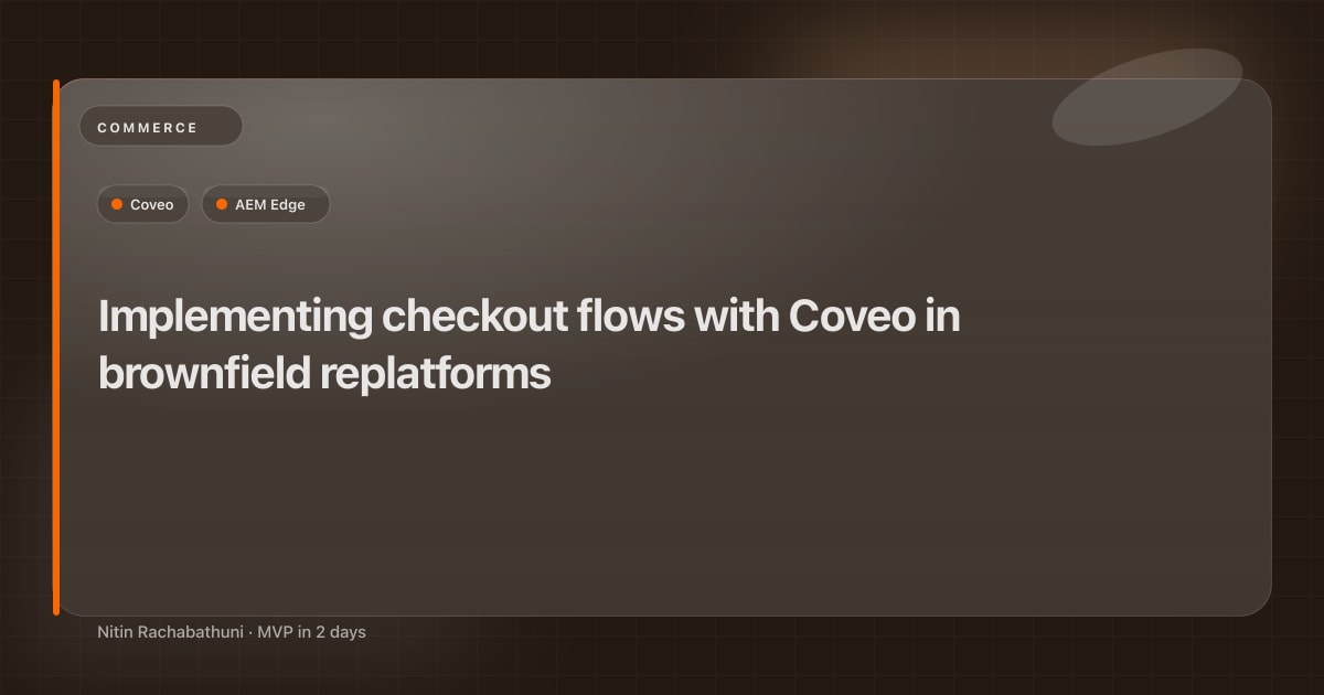 Implementing checkout flows with Coveo in brownfield replatforms