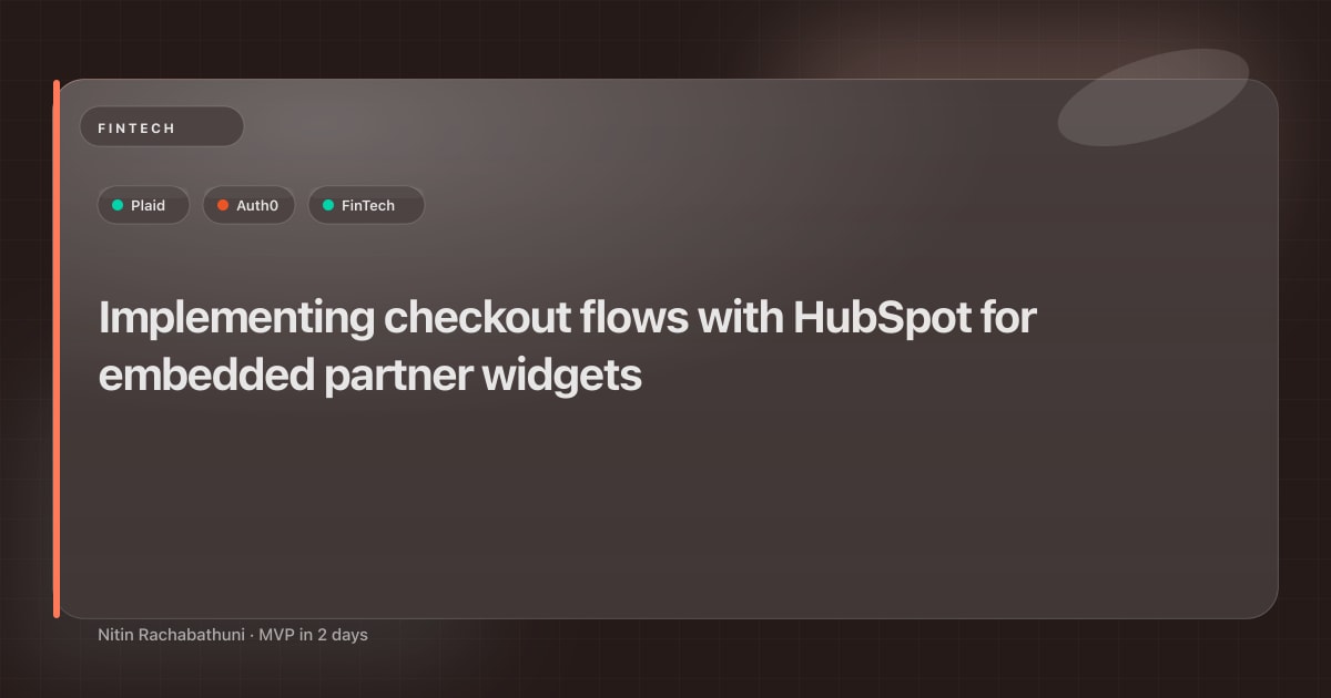 Implementing checkout flows with HubSpot for embedded partner widgets