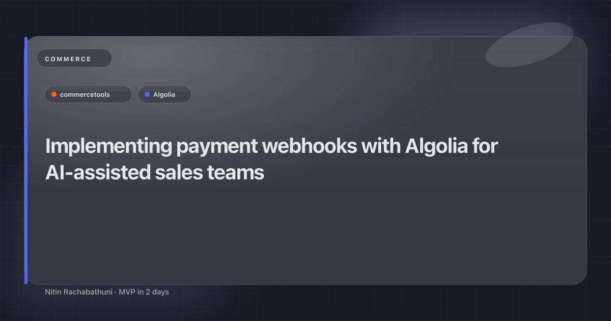 Implementing payment webhooks with Algolia for AI-assisted sales teams