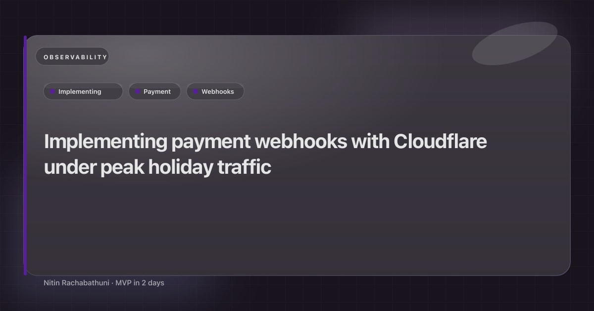 Implementing payment webhooks with Cloudflare under peak holiday traffic