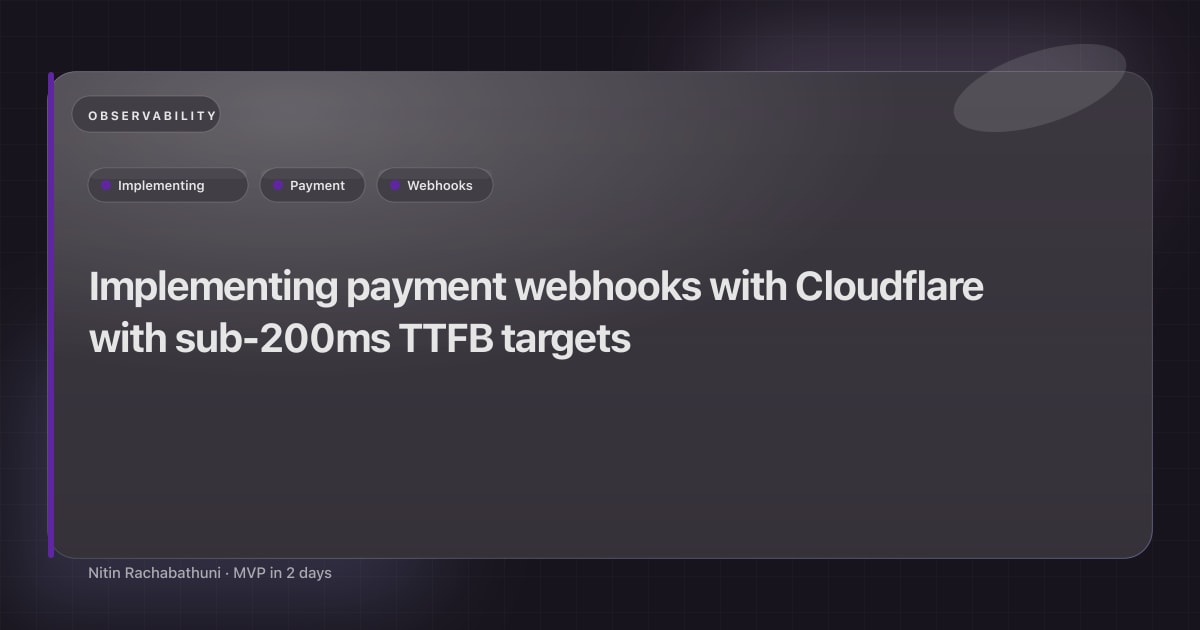Implementing payment webhooks with Cloudflare with sub-200ms TTFB targets