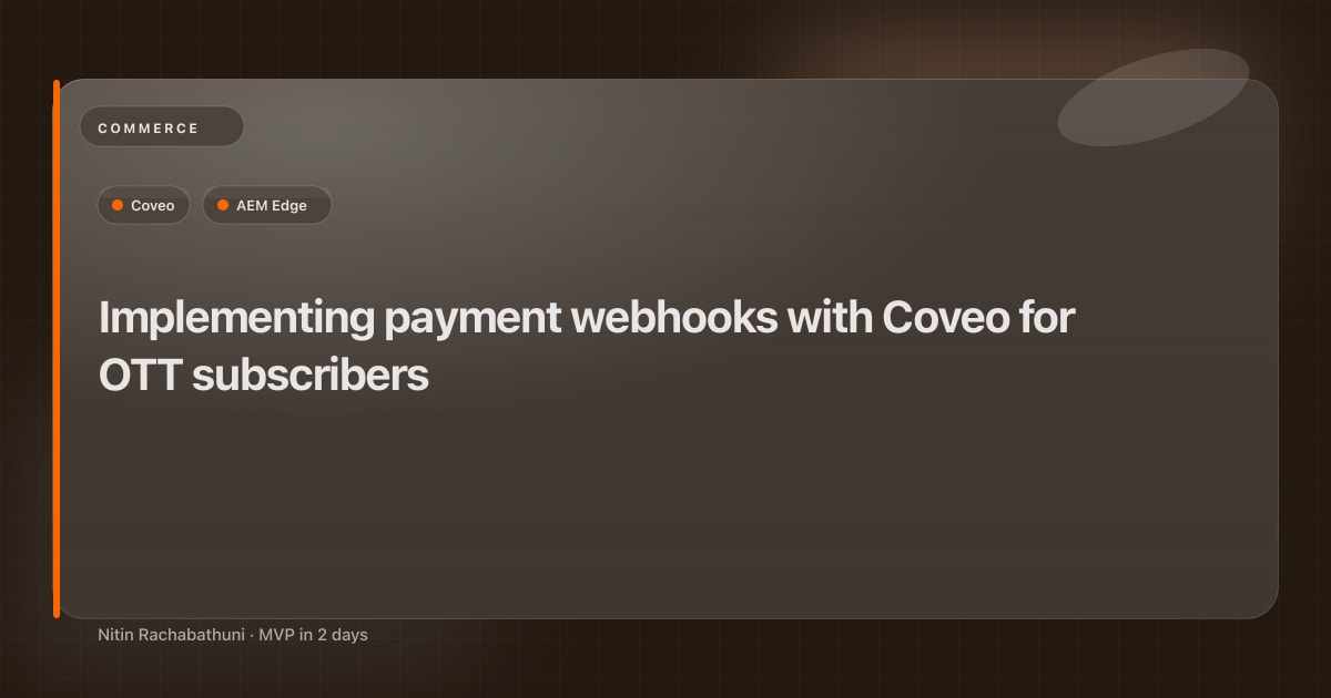 Implementing payment webhooks with Coveo for OTT subscribers