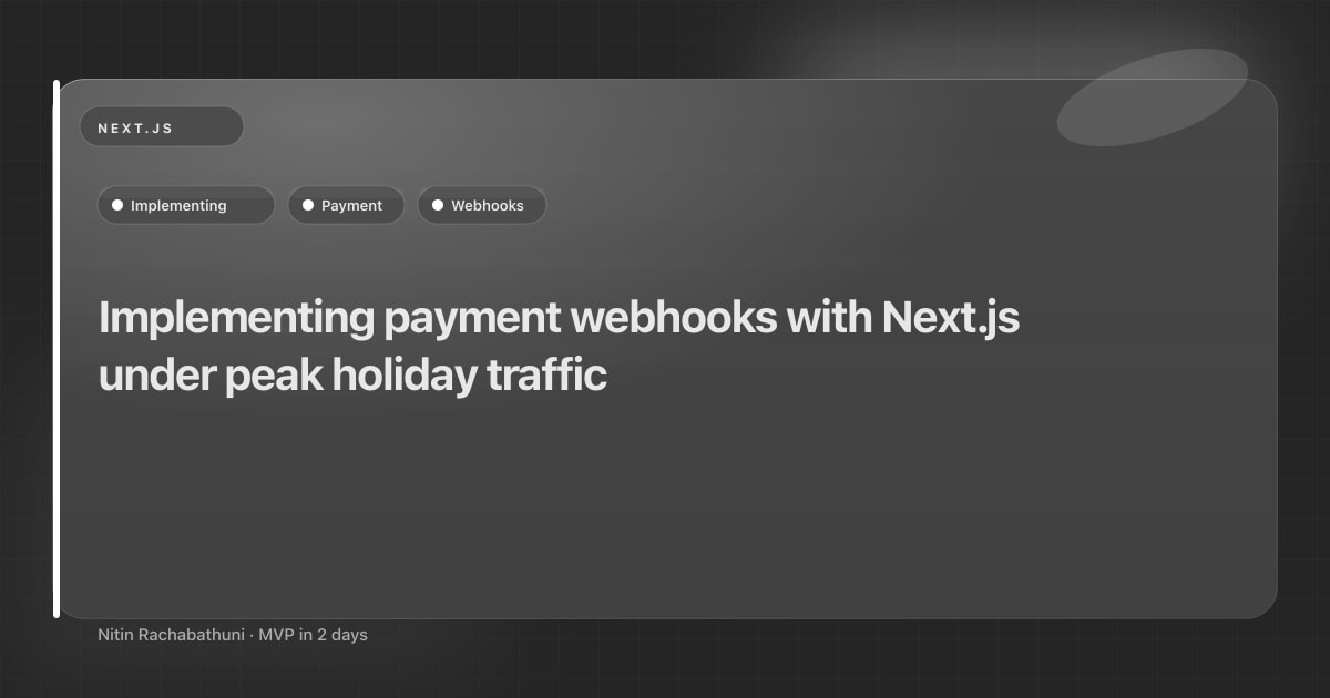 Implementing payment webhooks with Next.js under peak holiday traffic